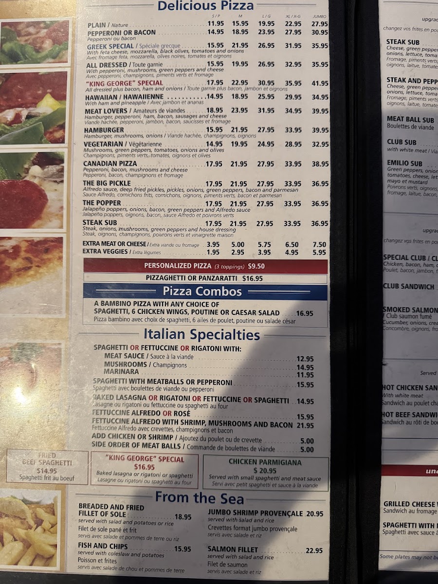 King George Restaurant Menu - Image 4